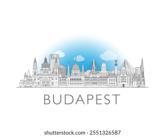 Budapest skyline cityscape vector illustration