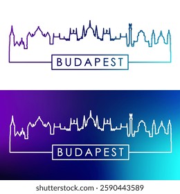 Budapest skyline. Colorful linear style. Single line. Editable vector file.