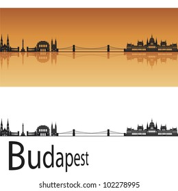 Budapest skyline in orange background in editable vector file