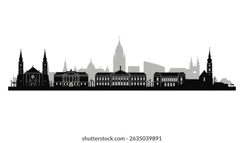 Budapest Skyline Silhouette with Hungary, and Cityscape.