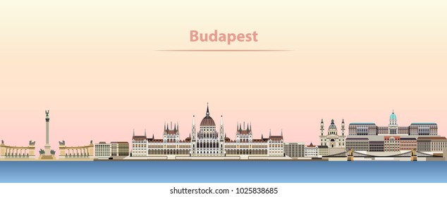 Budapest vector city skyline at sunrise