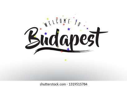 Budapest Welcome to Text with Colorful Balloons and Stars Design Vector Illustration.