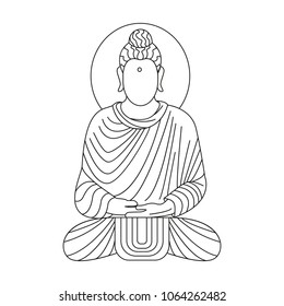 Budda icon in outline style. Vector illustration of Thailand Buddha isolated on white background. Culture and tradition element.