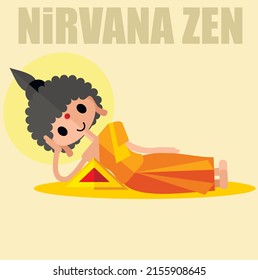 buddah ,nirvana, ilustración plana zen