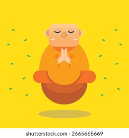 Buddahist homem com um conceito plano ilustração bonito no vecror .