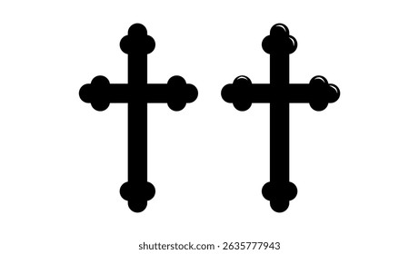Budded Cross symbol, black isolated silhouette
