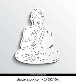 Buddha abstract silhouette on white paper background. Spirituality vector collection.