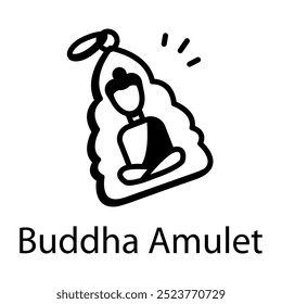 Buddha Amulett Symbol in handgezeichnetem Stil 