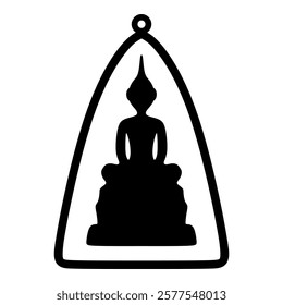 Buddha amulet silhouette. Black Buddhist blessed item