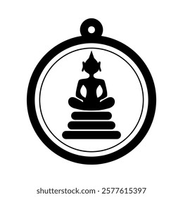 Buddha amulet silhouette. Black Buddhist blessed item	