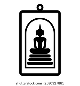 Buddha amulet silhouette. Black Buddhist blessed item