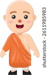 buddha asian background cute cartoon chinese clean golden icon monk drawing cartoon character god