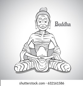 Buddha attitude subduing himsel vector