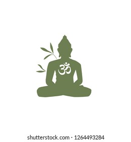 Buddha with bamboo plants in behind. logo icon