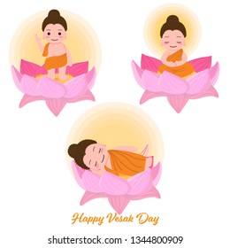 Buddha birth enlighten nirvana on Vesak day eps10 vectors illustration
