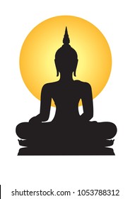 Buddha black silhouette On a white background.