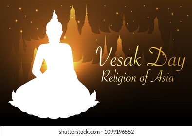 Buddha and Bodhi tree gold color of thai tradition,vesak day