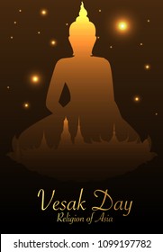 Buddha and Bodhi tree gold color of thai tradition,vesak day