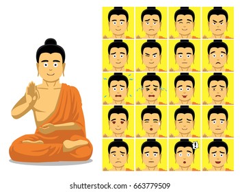 Buddha Cartoon Emotion faces Vector Illustration