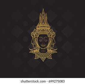 buddha characters of Ramayana,Thai Art Background pattern vector