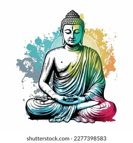 buddha in colorful vintage style  illustration