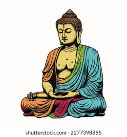 buddha in colorful vintage style  illustration