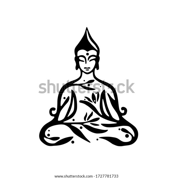 Buddha Decorative Drawing Sitting Meditating Buddah Stock Vector ...