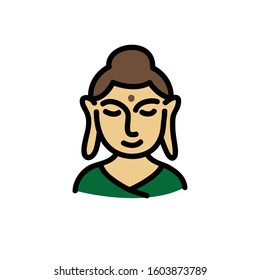 Buddha doodle icon, vector illustration