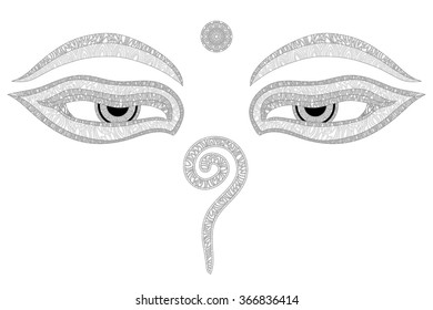 Buddha eyes, Nepal, symbol of wisdom and enlightenment