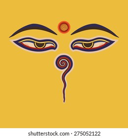 Buddha Eyes  Of The Nepal .Vector Eps10