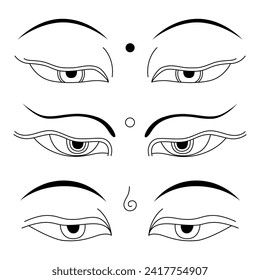 Buddha eyes, religious buddhist symbols.