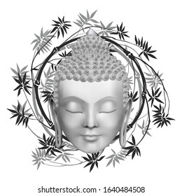 Buddha face with bamboo t-shirt and tattoo print