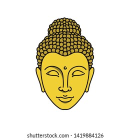 Buddha face doodle icon, vector illustration