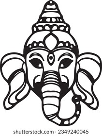 Buddha face isolated on white. Esoteric vintage vector illustration. Indian, Buddhism, spiritual art. Silhouette buddha line art vector