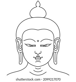 Buddha face line art scalable vector portrait drawing