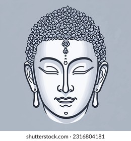 Buddha face linear icon. Symbol of harmony. Oriental religious sculpture. Thin line illustration. Contour symbol. Vector illustration