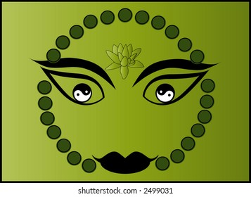 buddha face yin and yang #1 vector