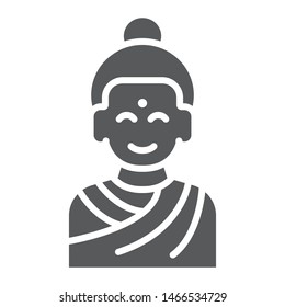 Buddha glyph icon, meditation and buddhism, meditating person sign, vector graphics, a solid pattern on a white background, eps 10.