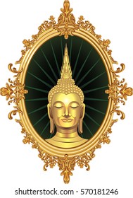 Buddha in goldenem Rahmen.Vektorgrafik