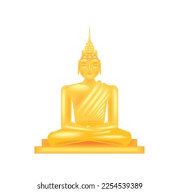 Buddha gold statue icon vector