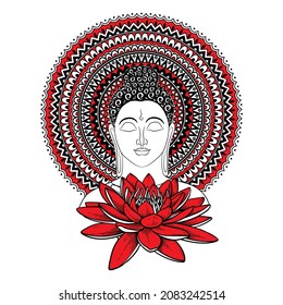 Buddha Graphic trendy design with Lotus and mandala Pattern in background