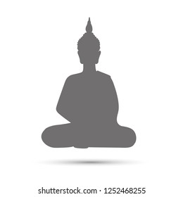 buddha grey silhouette meditation vector illustration EPS10