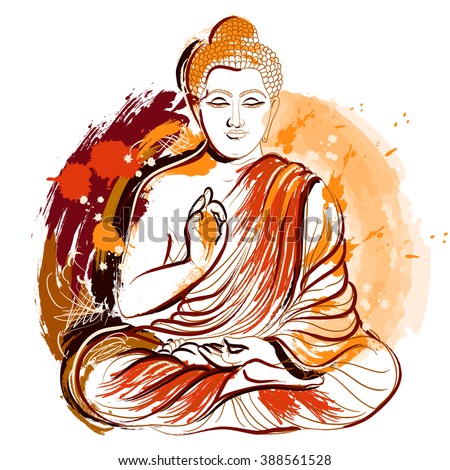 Buddha. Hand drawn grunge style art. Colorful retro vector illustration. Banner, greeting card, t-shirt, bag, print, poster. Stock photo © 