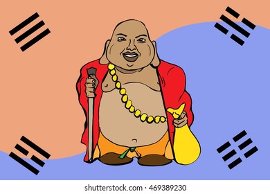 Buddha. Hand drawn vector stock illustration.