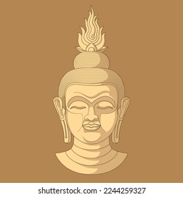 Buddha Head N° 6 Flat Illustration (Three Tones - Orange)