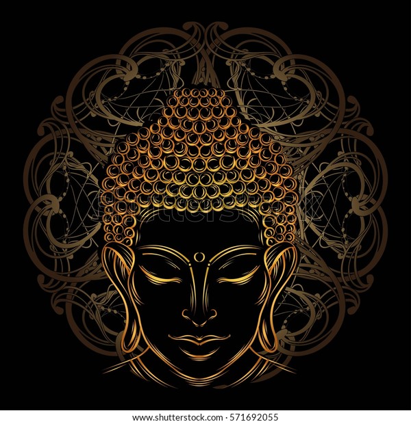 Buddha Head Elegant Vector Illustration Symbol Stock Vector (Royalty