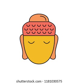 Buddha head icon. Cartoon buddha head vector icon for web design isolated on white background