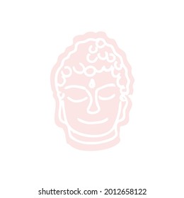 Buddha head illustration in cartoon style