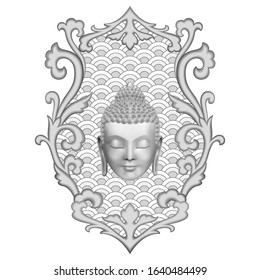 Buddha Head on Floral Abstract Pattern t-shirt print