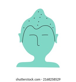 Buddha Kopf. religiöses Symbol. Vektorgrafik